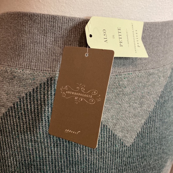 NWT Moth - Anthro - NWT - Gray/Green Chevron Knit Asymmetrical Skirt - EUC - S - Picture 8 of 16